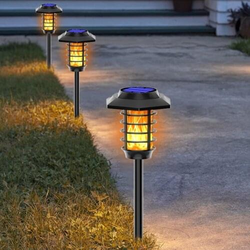 Solar Torches Lights 2 Pack with Flicking Flame LED Solar Light Outdoor Dancing Solar Light Walkway Lighting For Garden Patio