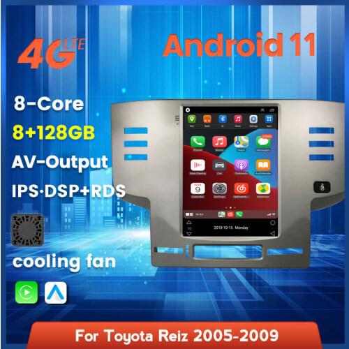 Tesla Style 6+128G Android 11 2Din Car Multimedia Player For Toyota Mark X Reiz 2005-2009 GPS Navigation Radio Stereo Head Unit