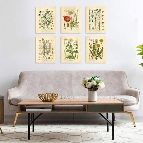 Vintage Wild Plant Posters Botanical Flower Canvas Painting Retro Peony Picture Wall Art Decor Aesthetic Living Room Decor Print