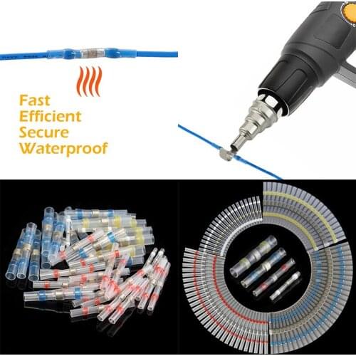Waterproof Welding Heat Shrinkable Wire Connector Butt Electrical Splice Tinned Solder Seal Terminal Kit Marine Insulation
