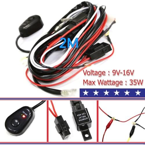 WHDZ Universal Car 2 meter 35w below Wiring Harness LED/HID Kit Line 40A 12V Switch Relay Harness For Two LED Light