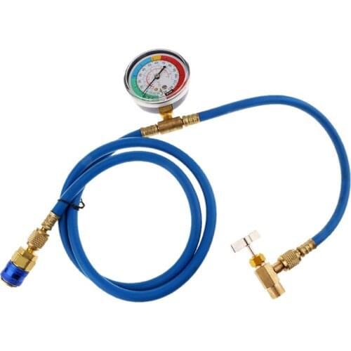 A/C R134A Refrigerant Recharge Hose Low Pressure Gauge Easy Opener Car Air Conditioning Port Can Tap Valve Bottle Adapter R134A