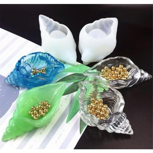 10pcs/lot Resin DIY Epoxy Mirror Mould Three-dimensional Conch Makeup Egg Storage Shell Marine Silicone Mold