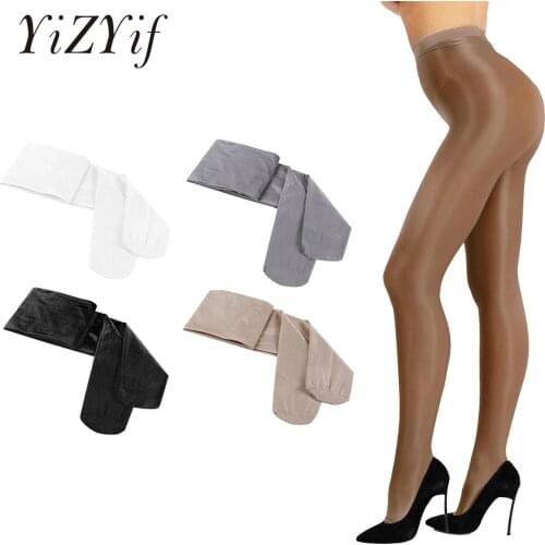 Womens Shiny Black Leggings Sexy Control Top Ultra Shimmery Stretch 70D Thickness Full Footed Silk Stockings Pantyhose Tights
