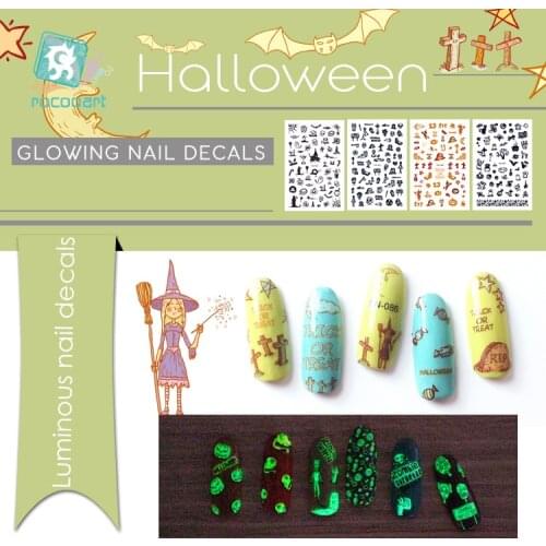 1pcsLatest Halloween Safety Luminous Manicure Decals Nail Art Stickers Halloween Cat Design Nail Self-adhesive DIY Tips Stickers