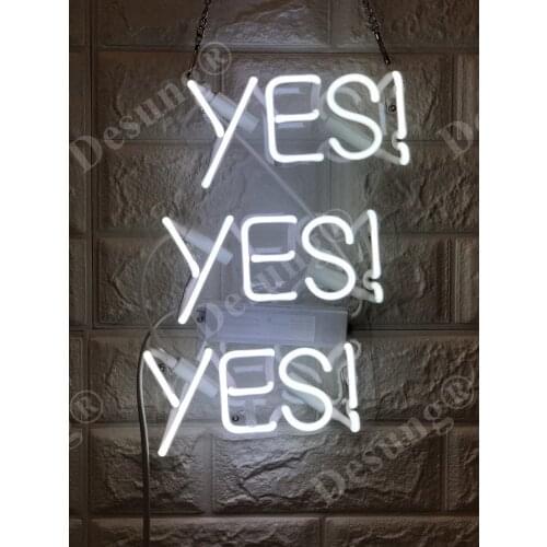 14“ Yes! Yes! Yes! Acrylic Custom Neon Light Lamp Sign Beer Bar Handmade Real Glass Decorate Home Wall Room Windows Tube Artwork