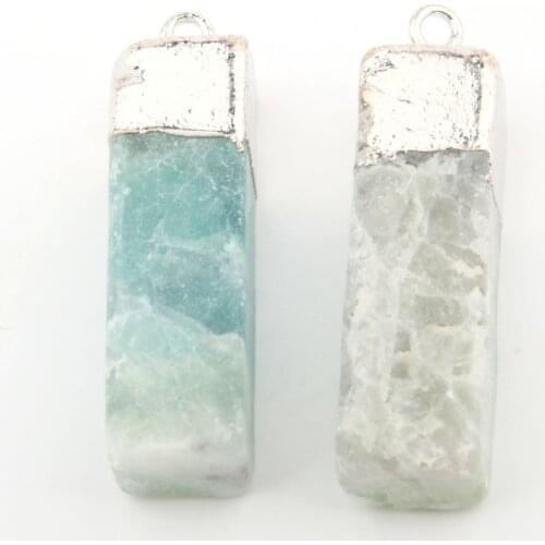 2 Color Natural Stone Charms Pendant Geometric Shape Natural Stone Crystal Pendants for DIY Necklace or Jewelry Making