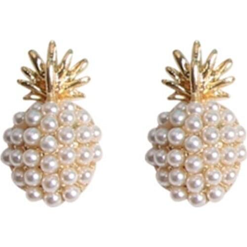 2020 Stud Earrings Pineapple Pearl Women Classic Geometric Stud Earrings Female Fashion Jewelry Earrings
