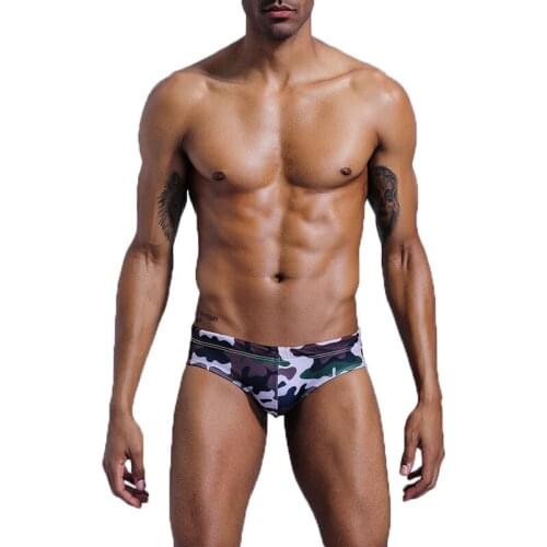 2021 New Mens Push Up Swim Briefs Sexy Swimwear Men Swimming Pool Surf Trunks Camouflage Swimsuits Gay Men Husband Beach Shorts