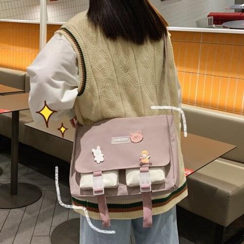 2021 Panelled Women Bags Japanese Cute Girl Crossbody Bag Large Capacity Student Class Shoulder Bag Luxury Ladies Bookbag New