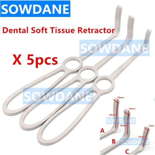 5 pieces Dental Implant Soft Tissue Retractor Cheek Retractor Tissue Surgery Retractors Stainless Steel Surgical Instruments