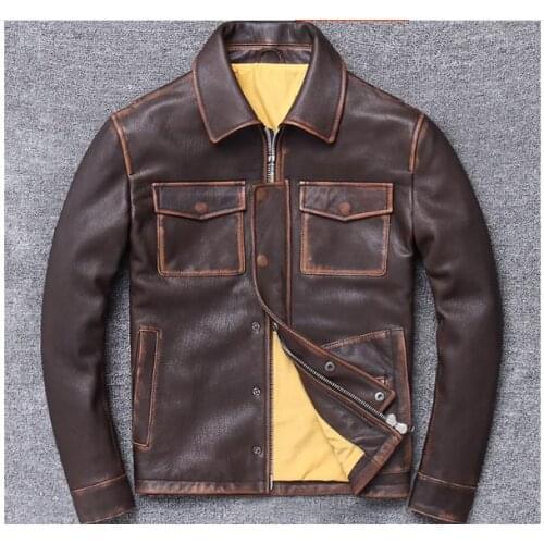 Free shipping.2020 Brand new cowhide Jacket,men vintage genuine biker jacket.classic casual Leather coat,goathide sales