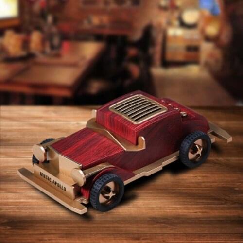 Wireless Bluetooth Retro Nostalgic Wooden Classic Car Speaker Portable Mini FM Radio Noise Reduction Card Holder Anti-fall