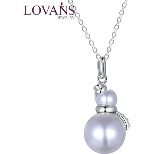 LOVANS Natural Pearl Gourd Shape Pendant Necklace For Women Original 925 Silver Chain Necklace Fine Jewelry Birthday Gift Mum