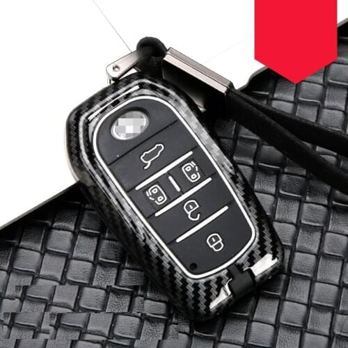 Carbon fiber Alloy+Silicone Car Smart Key Case Cover For Toyota Alphard Vellfire 30 AH30 2016~2020 2019 Keychain Ring Accessori
