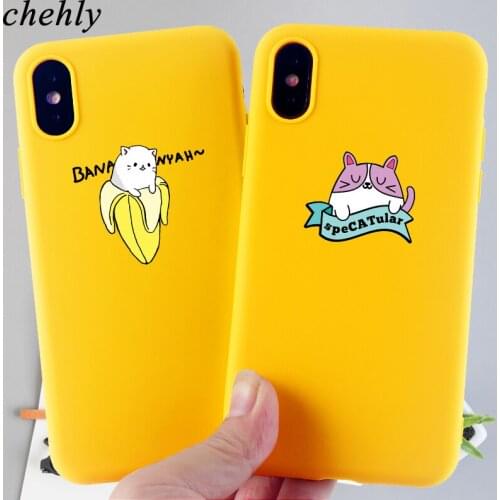 Banana Cat Phone Case for iPhone 6s 7 8 11 Plus Pro X XS MAX XR Cartoon Cases Soft Silicone Fitted TPU Back Accessories Covers
