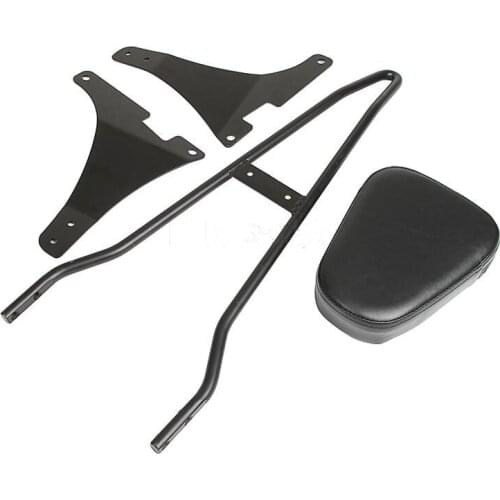 BLACK Chrome REAR Detachable SISSY BAR BACKREST Cushion Pad PASSENGER FOR HARLEY SPORTSTER 883 1200