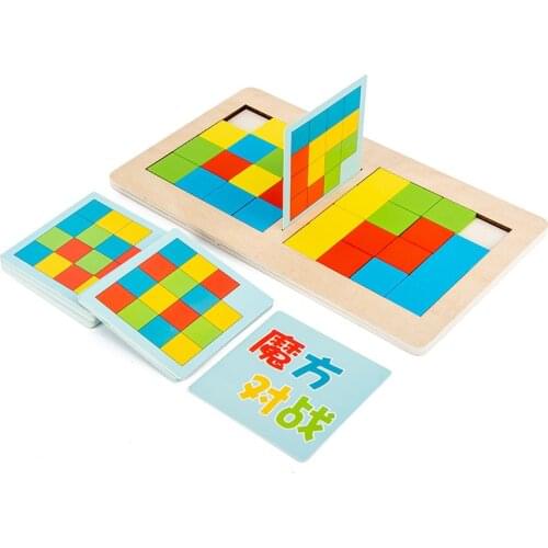 Color Battle Square Race Game Parent-Child Square Desktop Kids Wood Puzzle Learning Educational Toys Anti Stress Boys Girls Gift