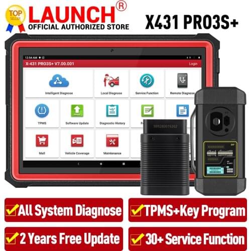 LAUNCH X431 PRO3S+ 10.1" Car OBD2 Diagnostic tool with X-prog 3 key programmer Immobilizer Code scanner ecu coding active test