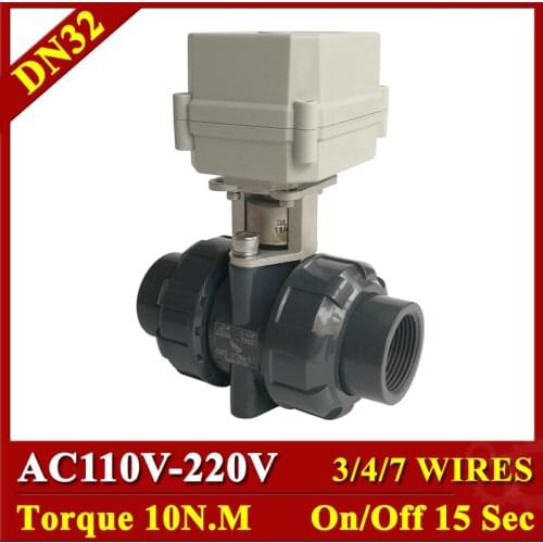 Tsai Fan DN32 Electric Water Control Valve BSP/NPT 1-1/4" AC110-230V 3/4/7 Wires Motorized Ball Valve For Water Application