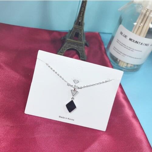 Exquisite Real 925 Sterling Silver Pendant Necklaces Not Easy Fade Lasting Shine Chain Delicate Black Ceramics Mystery Pendant