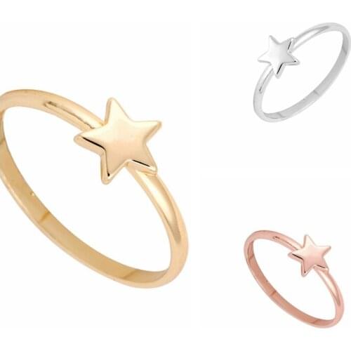 Jisensp 2019 New Fashion Mini Cute Star Ring Stainless Steel Tiny Star Rings Women Jewelry for Girls Party Birthday Gift