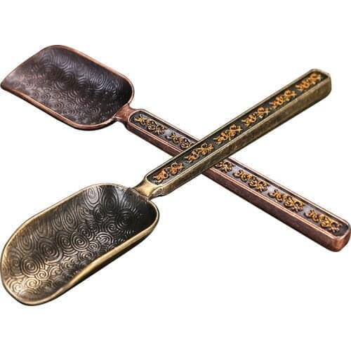 Chinese Tea spoons Copper Tea Scoop Spoon Tea Leaves Chooser Holder High Quality Chinese Kongfu Tea Accessories Tools