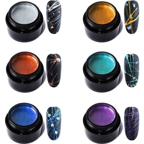 Nail Spider Gel Set, Pulling Line Nails Art Silk 6 Pcs Line Painting Soak Wire Drawing Elasticity Off Design Lacquer Long Lastin