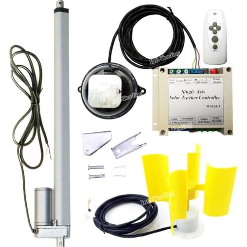 330lbs 12V 18" 12V DC Motor Linear Actuator &Controller &Light Sensor &Remote &Wind Speed Sensor DIY Solar Tracking Sun Tracker