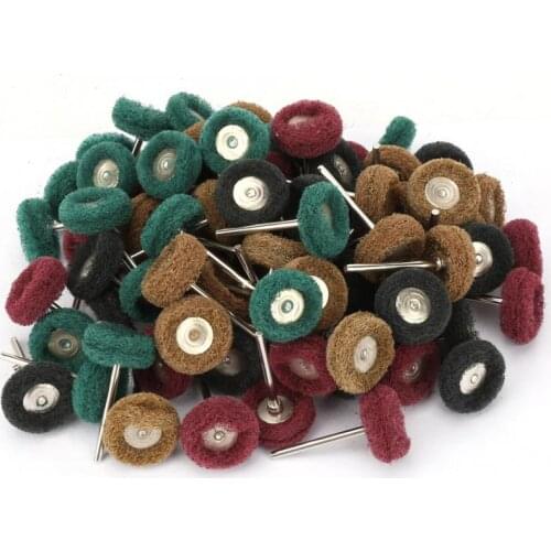80Pcs 25mm Abrasive Wheel Brush Scouring Pad Polishing Buffing Wheel Kit Abrasives Tools Brown/Green/Red/Black