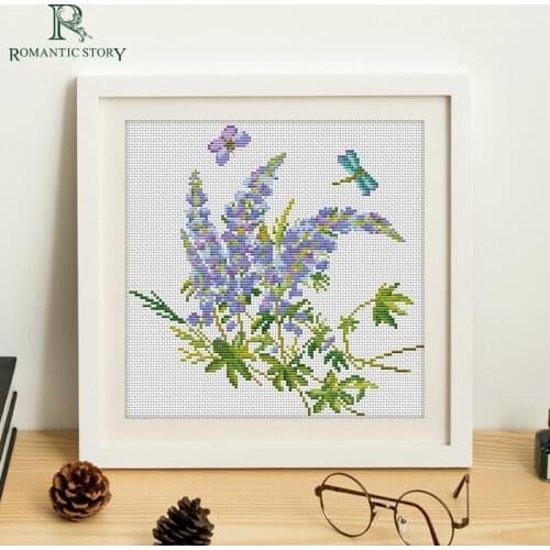 Romantic Story Cross Stitch Kits Embroidery,Lavender Flowers Bedroom Study Decoration Needlework stitch cross 2146