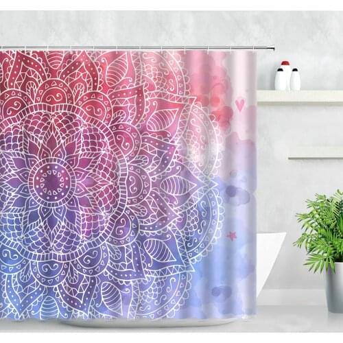 Indian Mandala Shower Curtain Set Water Color Art Flower Printed Bohemian Modern Bathroom Decor Waterproof Wall Hanging Curtains