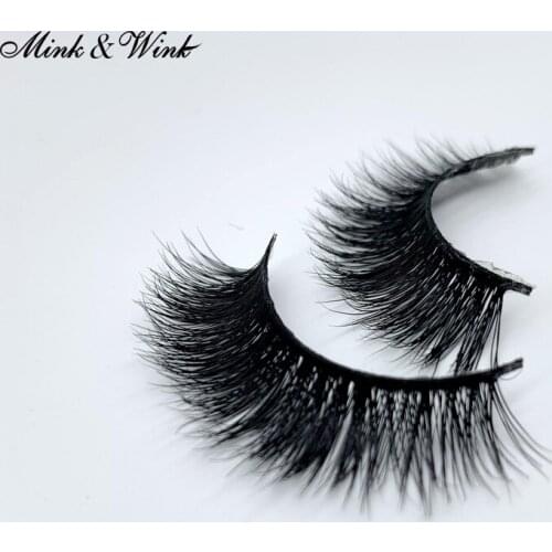 Mink & Wink 2 Pairs 100% Soft and Natural Black Mink Hair High Quality False Mink 3D Eyelashes 100% Hand Made with Fast Shipping