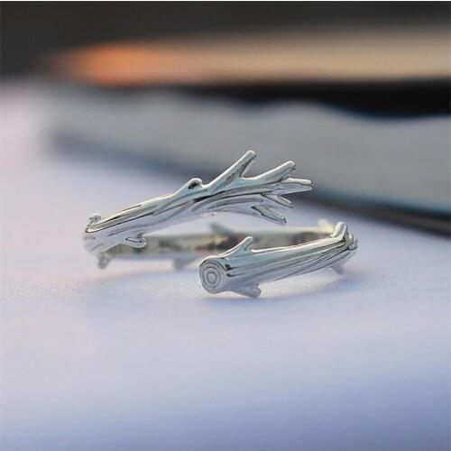 New Simple Exquisite Popular Branch 925 Sterling Silver Not Allergic Personality Women Opening Rings SR578