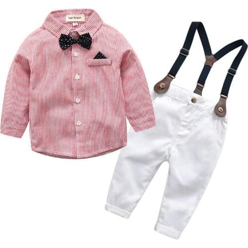 New spring and autumn children boys bowknot clothes suit baby gentleman high-quality long-sleeved shirt + pants toddler boy Baby