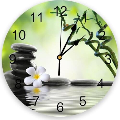 Orchid Stones Bamboo Zen Modern Design Clocks Wall Watch Wall Hanging Art Creative Home Living Room Decor