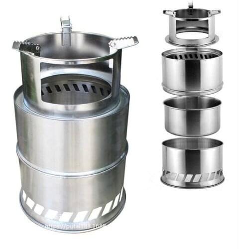 Portable stainless steel folding firewood stove alcohol stove windproof picnic stove barbecue stove camping stove