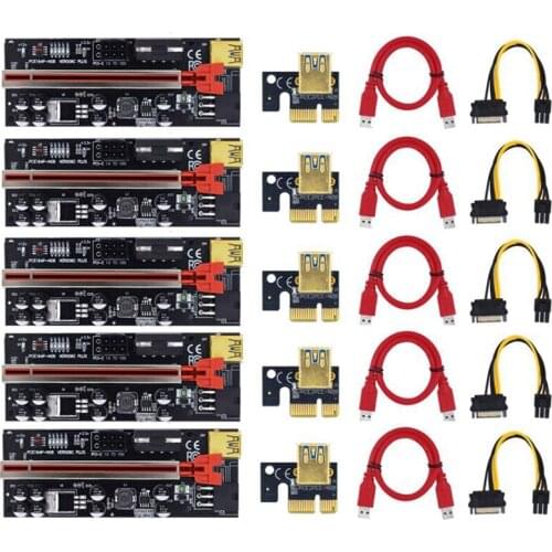 Riser 009C Plus PCI-E PCIE Riser for Video Card PCI Express Adapter Molex 6Pin SATA to USB 3.0 Cable X1 X16