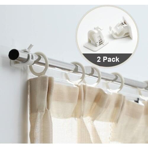 2Pcs Self-Adhesive Hooks ABS Wall Mounted Shower Curtain Rod Bracket Fixed Clip Hanging Rack Bathroom Living Room Supplies