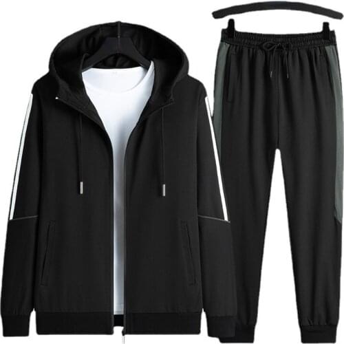 Spring and Autumn Men Tracksuit Sweatpants Zipper Hooded Long Sleeve Sweaters 2 Pieces Set Hoodies Men Clothing Set Sportswear