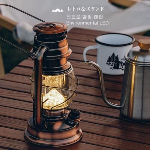 Vintage Camping Lantern Light Battery Rechargeable USB LED Outdoor Portable Lantern Warm Dimmable Tent Fishing Hanging Lamp