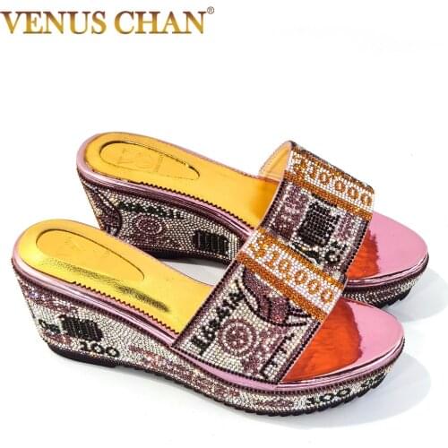 2020 African Women New Arrivals Shoes in Gold Color Mature Style Sandals Without Bag for Wedding Party