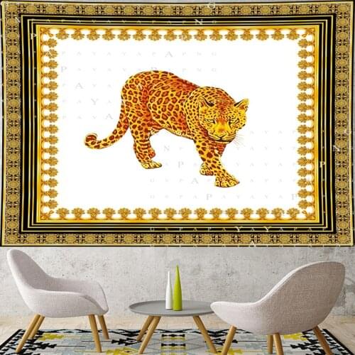 Nordic Style gold leopard Bohemia yellow Tapestry Vintage animals Tapestries Retro panther Wall Hanging home decor GN.PAPAYA