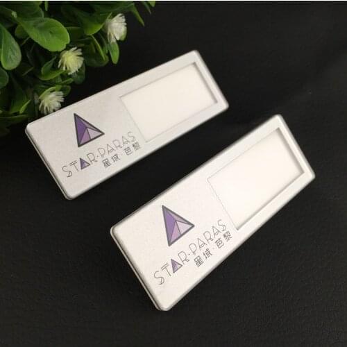 20pcs 70*25mm custom LOGO reusable name double badge holder with pin personalized name tag with acrylic plate