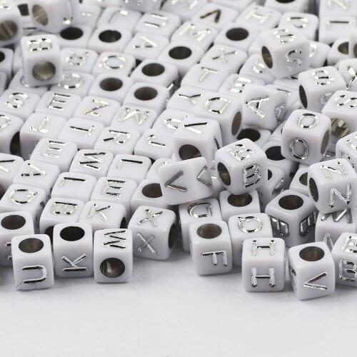 100-500pcs Mix White Square Letter Spacer Beads 6x6mm Alphabet Acrylic Beads for DIY Jewelry Design Bracelet Beaded Accessories