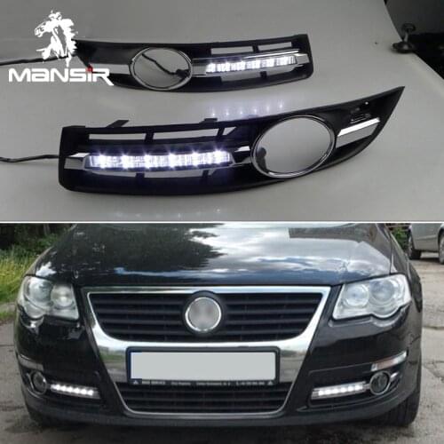 12V LED Daytime Running Light Daylight ABS Car DRL For Volkswagen Passat B6 2007 2008 2009 Auto Turn Yellow Signal Relay Lamp