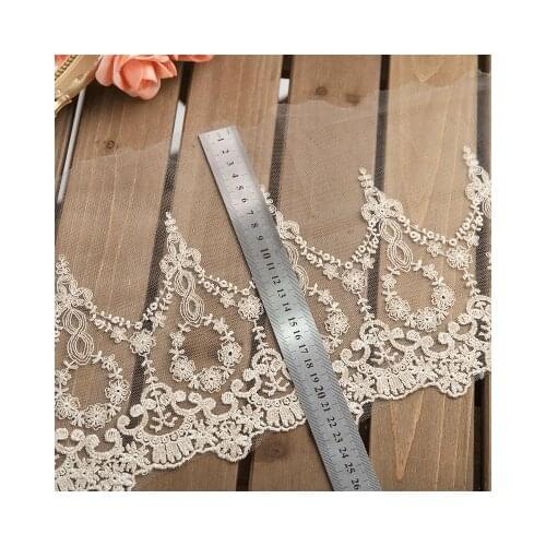 2Yards Mesh embroidery polyester lace gold thread soft Tulle clothing accessories lace trimming Lolita skirt accessories 22CM