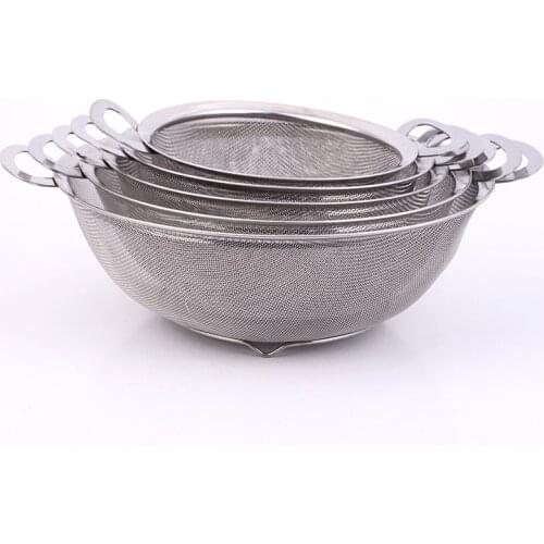 201 Stainless Steel Punching Fruit Drain Basket Sieve Round Thickening Filter Binaural Fruit Mesh Washing Basket