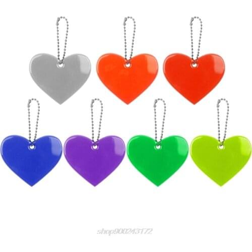 5Pcs Cute Heart Shape Reflective Keychain Bag Pendant Accessories Doft PVC Reflector Keyrings For Visible Safety J04 21 Dropship