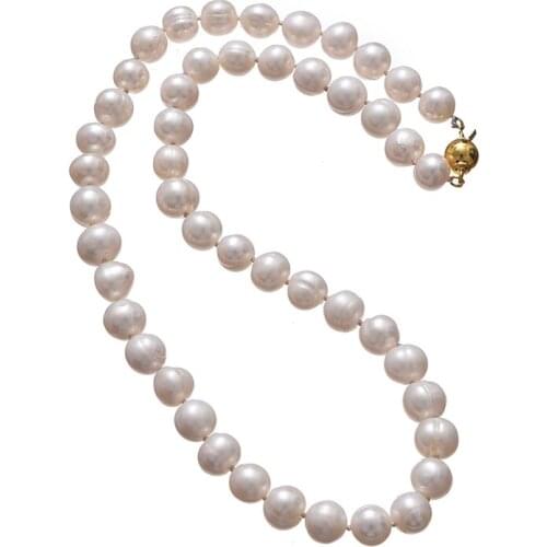 8-9mm Natural White Freshwater Cultured Pearl Near Round Beads Necklace For Women Elegant Party Weddings Gifts Jewelry 18" GE10